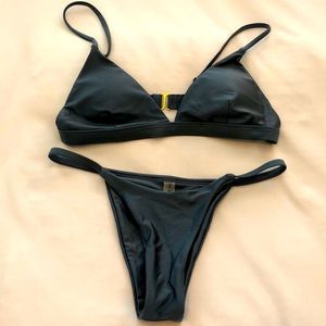 Metalic blue cheeky bikini